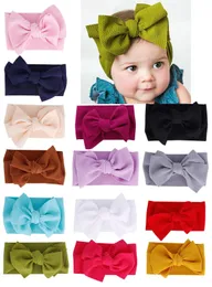 Julband 14Color Fit All Baby Large Bow Girls pannband 7 tum Big Bowknot headwrap barn Bow for Hair Cotton Wide Head Turban Spädbarn Nyfödda pannband