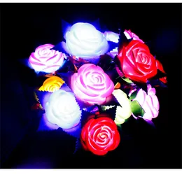 Walentynki LED Róża Kwiat Luminous Świecące Fałszywe Kwiaty Dom Dekoracje Ślubne Zapalamy Rose Flower's Day Gifts C121805