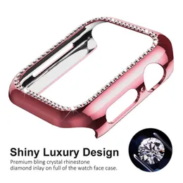 Skärmskydd för Iwatch 4 44mm 40mm 42mm 38mm 3D Diamond Bumper Cover + Skärmskydd för Smart Watch 4 3 2 1 Serie med Retail Box