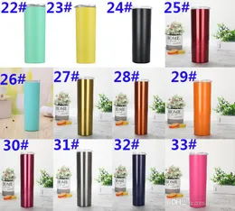 39Colory Skinny Tumbler 20OZ Podwójna ściana Stal nierdzewna Próżniowa Puchar Pierścień Piwo Piwo Kubek Kubek Okulary Z Pokrywami Travlbler