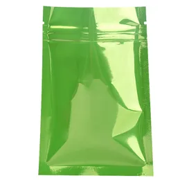 Sample Power Storage Zip Lock Pack Bag Aluminium Folil Vald Mylar Väskor För Candy 6 * 8cm 200pcs Green