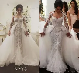 Middle East 2020 Wedding Dresses Mermaid Bridal Dresses Trailing Sexy Lace Overskirts Berta Bridal Wedding Gowns Detachable Steven Khalil 20