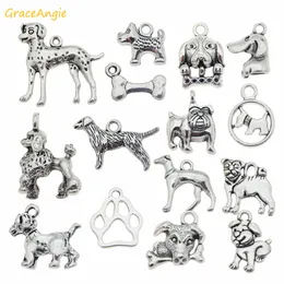 GraceAngie 15 adet / grup Karışık Yavru Köpek Charms Takı Yapımı Kolye Kolye Bilezik Charms Takı Bulguları DIY Aksesuar