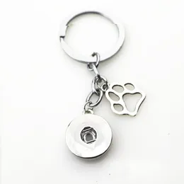 10 sztuk / partia Pies Paw Snap Breloki Keyring Fit 18mm DIY Snaps Przycisk Ginger Key Łańcuchy DIY Biżuteria Akcesoria Hurtownie