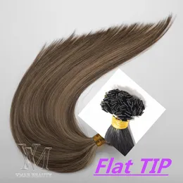 VMAe 100% Virgin Remy Double Drawn Top Quality Piano Färg # 4 # 14 Platt tips Straight Keratin Lim Human Hair Extensions