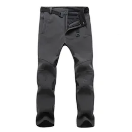 Jesienno-zimowa piesze wycieczki męskie spodnie Softshell polarowe spodnie na zewnątrz wodoodporne spodnie do ćwiczeń na śniegu spodnie męskie Plus rozmiar wysokiej jakości SH190915