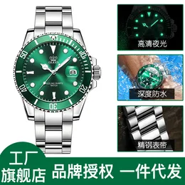 Modische grüne schwarze Business-Herrenuhr, Quarz, leuchtende Zeiger, automatisches Datum, importierte wasserdichte Uhr