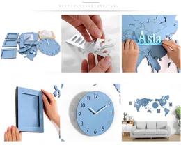Reloj Creativo De La Pared Del Mapa Del Mundo De Madera Con