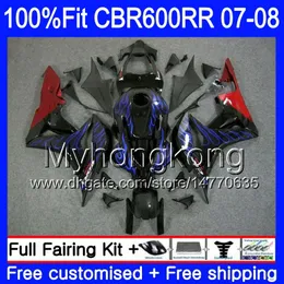 Injektion för Honda CBR600 RR 07 08 CBR 600F5 600 RR F5 07 08 283HM.41 CBR600F5 Blue Flames Hot CBR 600RR CBR600RR 2007 2008 FAIRING KITS