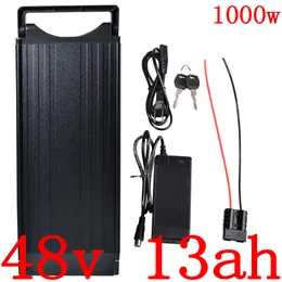 48V 1000W rear rack battery 13AH Lithium pack 10AH 12AH 15AH 18AH Electric Bicycle Battery with 2A charger