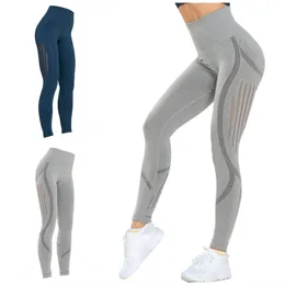 Sexig hög midja Yoga byxor Multicolor Stickning Seamless Snabbtorkande Kvinna Utbildning Leggings Sportbyxor Apparel 34HQ E19