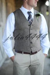 2019 Brown Groom Vests Country Wedding Wool Vest Slim Fit Men 's Suit Vest Coat Dreest Waistcoat Farm From275k