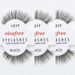 12 par / lot rzęsy 100% Human Hair Handmade False Eyelashes Messy Nature Eye Lashes # 217 Maquiagem