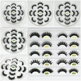 7 Pairs 6D Sahte 3D Vizon Kirpik Vizon Lashes Doğal Yanlış Kirpik Kalın Kirpik Uzatma Çiçek Tepsisi Makyaj