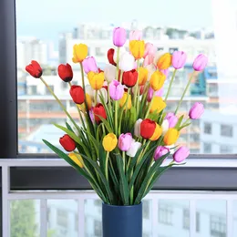 7pcs / lot artificiell blomma enstaka gren 5 huvuden tulpan diy krans hem dekoration tillbehör bröllop dekoration bakgrundsvägg