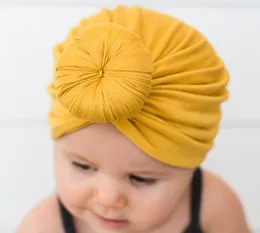 Nyaste baby hattar kepsar med knut dekor barn flickor hår tillbehör turban knut huvud wraps barn barn vinter våren beanie gc8