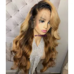 Synthetic Wigs Free Part Body Wavy 1b/27 Ombre Blonde Synthetic Lace Front Wig Heat Ristant 360 Lace Pre Plucked Brazilian Wigs with Baby Hair