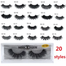 20 Stile, 3D-Faux-Nerzhaar, falsche Wimpern, dicke, natürliche, gefälschte Wimpern, Make-up, überkreuzende, volle Streifen, Wispy-Wimpern