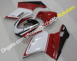 Mode motorcykel kit för Ducati 848 1098 2007-2011 1098S 1198 07-11 Svart röd vit motorcykel Fairing Complete Set (formsprutning)