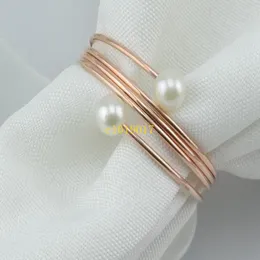 500 SZTUK Imitacja Pearl Metalowe Pierścienie Serwetki Wykwintne Okrągłe Galwaniczne Serwetka Klamra Do Wedding Bridal Shower Favor Party Decor