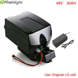 48V 30AH Lithium ion Ebike Batteri Frog Case Cykel Elektrisk cykelbatteri 48V 1000W med laddarsats för LG-cell