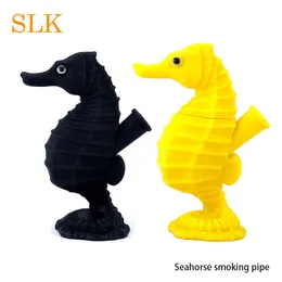 Glass oil burner water bongs Silicone smoking pipes Creative Seahorse design water pipe Glass bong with glass bowl silicone bongs