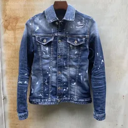 Mens fashion boutique jackets letter trend washed DD2 denim jacket student couple with the same paragraph C11
