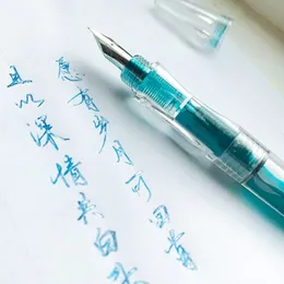 Tłokowy Pióro 7 Kolory Refillable Ink Postury Student Długopisy do pisania Kaligrafii Fontanna Pen School School Materiały