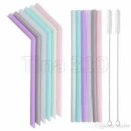 Hot Silicone Drinking Haw Multi-Färg Återanvändbar Silikonstraw Folded Bent Rak Straw Home Bar Accessory Silicone Tube 6018