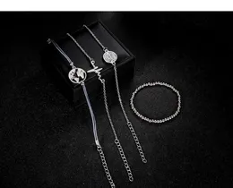 4PC / Set HeartBeat World Map Bracelet Smycken Kvinnor Armband Stacking Midi Charm Armband Mode Smycken 320241