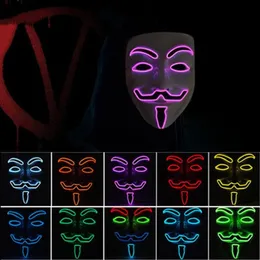 10 color V for Vendetta Masks LED Glow Mask Mascara Luminosa Halloween Mask Party Masquerade Dance Decorated Glow Mask