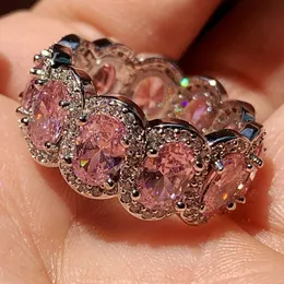 本当に信頼出来る商品 DHgate.com:Oval Cut Pink Topaz CZ Eternity Wedding Band Ring トパーズ