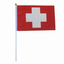 14x21cm Plastikowy Polak Szwajcaria Ręcznie Flaga Tanie Niestandardowe Baner Drukowanie Wiszące Reklama, Odkryty Kryty, Darmowa Wysyłka