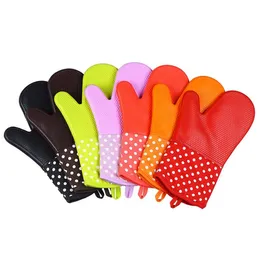 7 Colors Oven Gloves High Quality Silicone Microwave Oven Mitts Slip-resistant Heat Resistant Gloves Kitchen Bakeware Tools