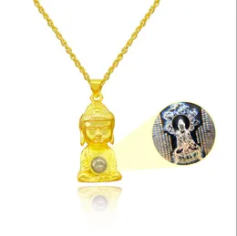 2019 new micro-carved small Buddha statue pendant sand gold plated 24k gold 999 clavicle chain fine not fade