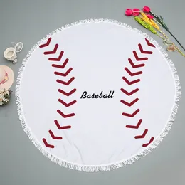 Okrągły Tassel Beach Towel Baseball Softball Mikrofibry Ręczniki Siatkówka Koszykówka Futbolowa Ręcznik do kąpieli Joga Mata 150cm