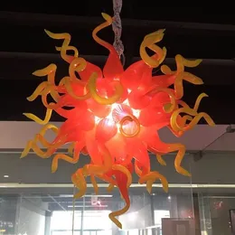 New Crystal Chandelier Red and Yellow Hand Blown Glass Chandelier Pendant Lighting Cheap LED Living Room Lights