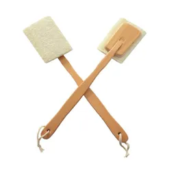 Bad loofah borste exfoliating död hud kropp skrubber tillbaka borste dusch verktygsborste med avtagbart trähandtag