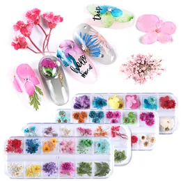 3D Nail Art Decorations Stickers Dried Flower Leaf Real Floral UV Gel Polish Natural Flowers Sticker Slider Set Beauty Manicure Decal