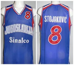 Peja Stojakovic #8 팀 Jugoslavija Yugoslavia Yugoslavo Retro Basketball Jersey Mens Ed 사용자 정의 이름 Jerseys