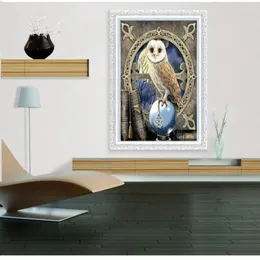 DIY 5D Mosaic Diamond Painting Cross Stitch Kits Creative Animal Owl Delvis harts Runda Diamanter Broderi Nålverk Heminredning