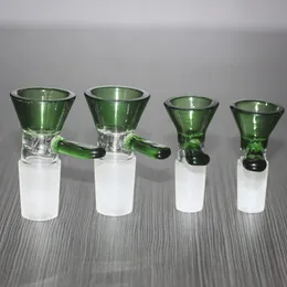 Grön skål med objektglas för vattenpipa bong kvinnlig hane 10,0 mm 14,5 mm 18,8 mm gemensam glasskålar passar bongs rökning