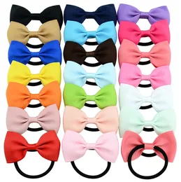 7 cm Baby Ponytail Holder Elastic Guma Band Bow Girls Lina Włosów Łęgki Hairbands Dzieci Grosgrain Wstążka Fryzura Accessorie 20 kolorów M546