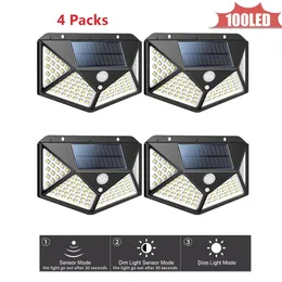 100 LED Luz Solar Lâmpadas Lâmpada de parede para o exterior pátio do jardim de sensores movimento Luzes LED Waterproof Segurança Quintal LED Lighting 4 lados 270 ° l