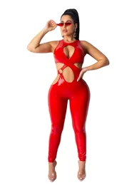 CM Yaya Nya vinterkvinnor Jumpsuit ärmlös ihålig Rompers Sexiga kläder Pu Leather Jumpsuit Fall One Piece Night Club 45461246T