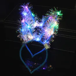 Golden Ribbon Luminous Rabbit Ear Headwear Flash Hoop Concert