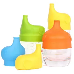 Hot Kids Toddler Baby Portable Spill-Proof Elephant Silicone Reusable Cup Cover Lid Baby Drinking Training Water Bottle Cup Accessories