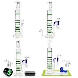 Reanice Recycler Glass Bongs Hookah Large Water Shisha 19mm Ash Catcher Bowl Green Honeycomb Straight Handmade Pipes