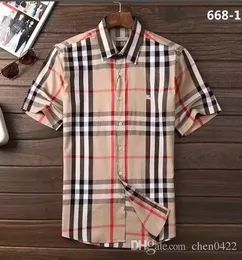 Men s Plaid Cotton Blend Short Sleeve Dress Shirt Turn Down Collar Casual Business Tops 2024