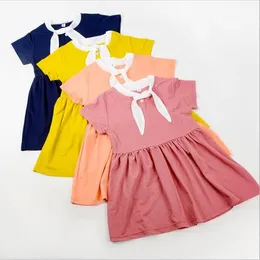 Vestiti per ragazze Vestiti per bambini Ins Summer Bowknot Dress A Line Loose Dress Candy Fashion Dress Party Abiti a maniche corte Abbigliamento per bambini C6052